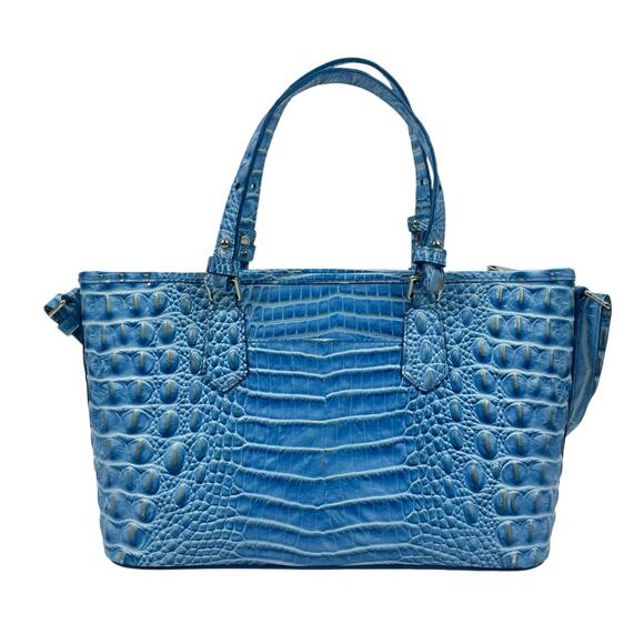 Brahmin Mini Asher Tote Satchel Bag Melbourne Cerulean Blue Croc Embossed - Picture 4 of 10
